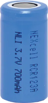 RCR123A 700mAh Li-Ion Rechargeable Battery  These high performance RCR123A lithium ion 3.7V batteries offer high performance and long life from a compact package. This model has in-built protection features to ensure safe operation at all times. These include over charge, over discharge, short circuit and over current protection.