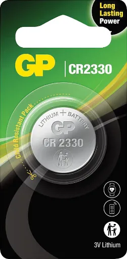 GP high-performing lithium coin batteries (CR2330) are energy-dense and is crafted to deliver long-lasting superior power for your smart devices including skydiving altimeter, hybrid smart watch and auto darkening welding mask.