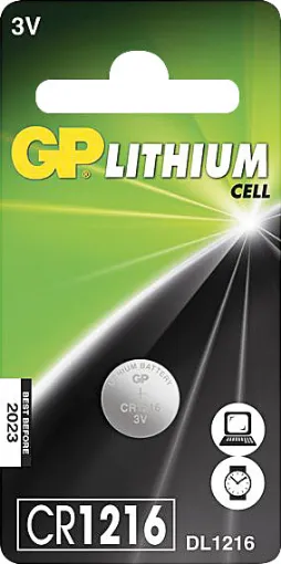 GP high-performing lithium coin batteries CR1216 are energy-dense and is crafted to deliver long-lasting superior power for your miniature specialty devices including car keys, calculators, smart watches, garage door openers and more.