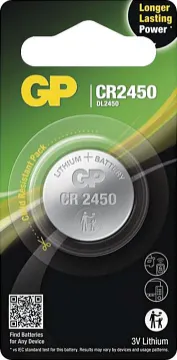 3V CR2450 Lithium Battery GP high-performing lithium coin batteries CR2450 are energy-dense and can deliver 30% more power for your miniature specialty devices including car keys, remote controls, smart watches, blood glucose monitors, smart home devices, IoT devices, door and window sensors.