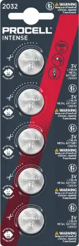Procell Intense 3V CR2032 Lithium Battery - 5 Pack Procell Lithium Coin Intense 2032 industrial batteries are designed to deliver reliable and safe power in professional devices.
