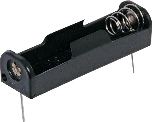 Single AA battery holder with PCB mounting pins.