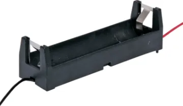 Single 18650 Battery Holder 150mm Fly Leads Single 18650 lithium battery holder in a rectangular configuration. Ideal for installation in high power, portable devices.