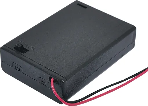 Features on/off switch and locking screw for battery cover.