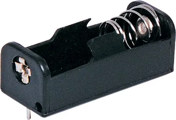 Single 23A/N Type PCB Battery Holder Single ''N'' Size Plastic PCB battery holder.  Dimensions: 34L x14W x 13H mm. 
Pin Ø: 1mm. Pitch: 30mm. Suitable for use with 23A