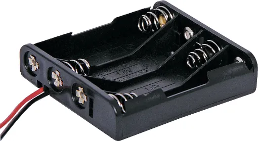 4 x AAA Flat Plastic battery holder. With fly lead connections.