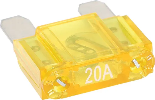 Yellow 20A standard automotive blade fuse. Suits the automotive maxi blade fuse inline holder (S6045).