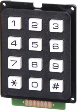 12 Key Plastic Numeric Keypad 3 x 4 way matrix. As used with DTMF telephones and security applications.