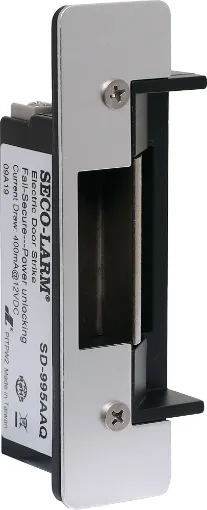 Door strike for controlling building access points. Reversible design suits left or right hand hinged doors. 