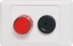 A dual cover wallplate fitted with an S 6114 90dB pulsating siren and an S 4030 24V DC red indicator lamp. Designed to provide a visual and audible alert when 24V DC&#8200power is applied (such as from A 4471 power fail monitor). 