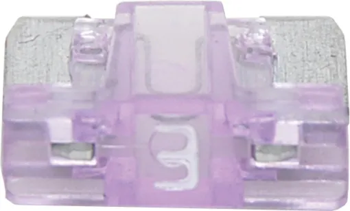 Low profile mini blade fuses rated from 3A to 30A.