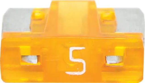 Low profile mini blade fuses rated from 3A to 30A.