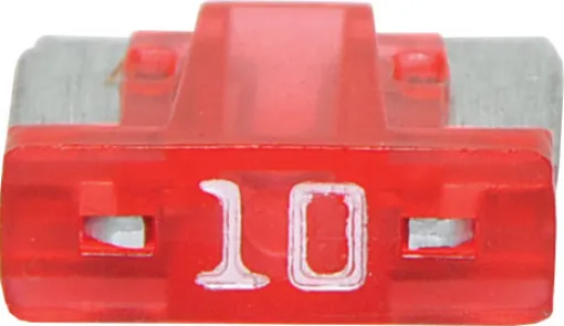 Low profile mini blade fuses rated from 3A to 30A.