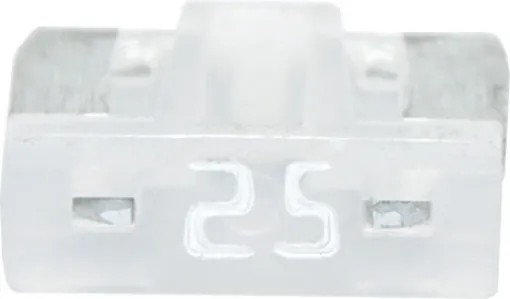 Low profile mini blade fuses rated from 3A to 30A.