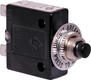 10A Panel Mount Circuit Breaker All specifications at 25°C
Hold Current: 100% load indefinitely
Trip Current: Within 1 hr @ 145% load
 Within 1 minute @ 200% load
Max. Voltage:  250V AC or 50V DC
Panel Cutout: Single hole mount 12mm Ø
Dimensions:  36H x 31L x 15W mm