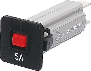 5A Flush Mount Circuit Breaker Snap-in fitting with coloured button.
