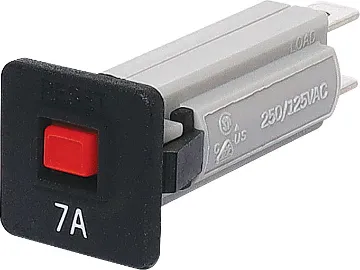 7A Flush Mount Circuit Breaker Snap-in fitting with coloured button.