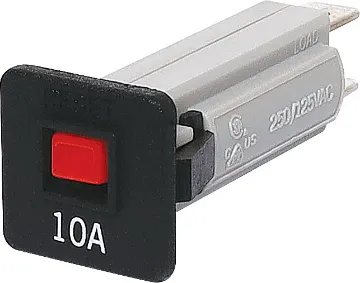 10A Flush Mount Circuit Breaker Snap-in fitting with coloured button.