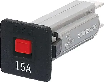 15A Flush Mount Circuit Breaker Snap-in fitting with coloured button.