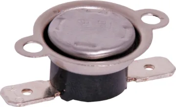 90 Degree N.C. Thermal Circuit Breaker Self resetting. Breaks at 90C. 10 amps 250V AC. Mounting hole centres 23.5mm. Contact surface 16mm. Normally Closed Contact, Auto Reset.
