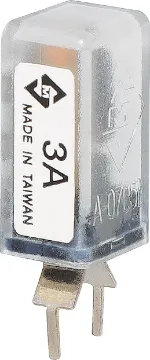 3A PCB Mount Auto Reset Circuit Breaker Current Trip Rating: 3 Amp
All specifications at 25°C
Hold Current: 100% load indefinitely
Trip Current: Within 1 hr @ 175% load
 Within 1 minute @ 200% load
Max. Voltage:  120V AC or 12V DC
Dimensions:  20.6H x 10.5L x 8.7W mm