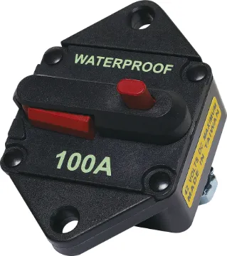 100A Panel Mount IP67 Waterproof Circuit Breaker High current weatherproof circuit breakers with manual reset switch. M6 terminal bolts.