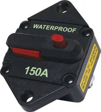150A Panel Mount IP67 Waterproof Circuit Breaker High current weatherproof circuit breakers with manual reset switch. M6 terminal bolts.