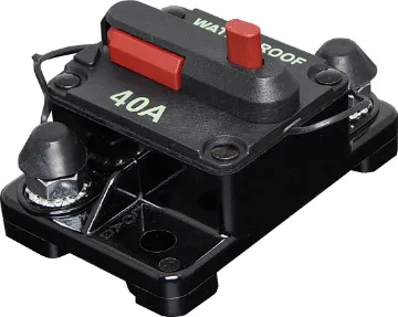 40A Surface Mount IP67 Waterproof Circuit Breaker 40A high current weatherproof circuit breakers with manual reset switch. M6 terminal bolts.