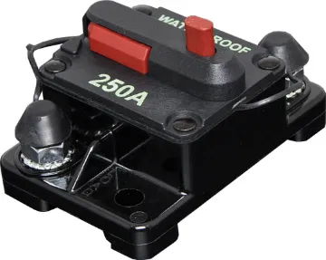 250A Surface Mount IP67 Waterproof Circuit Breaker High current weatherproof circuit breakers with manual reset switch. M6 terminal bolts. 250A