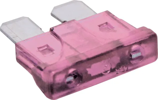 Pink 4A standard automotive blade fuse with 32V rating.  Suits most automotive blade fuse holders. 18.7 x 19.1mm overall in size. 5mm blades.