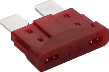 7.5A Maroon Automotive Blade Fuse Maroon 7.5A standard automotive blade fuse with 32V rating.  Suits most automotive blade fuse holders. 18.7 x 19.1mm overall in size. 5mm blades.