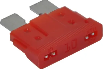 10A Red Automotive Blade Fuse Red 10A standard automotive blade fuse with 32V rating.  Suits most automotive blade fuse holders. 18.7 x 19.1mm overall in size. 5mm blades.