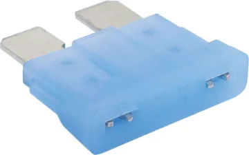 15A Blue Automotive Blade Fuse Blue 15A standard automotive blade fuse with 32V rating.  Suits most automotive blade fuse holders. 18.7 x 19.1mm overall in size. 5mm blades.