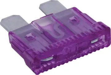 35A Purple Automotive Blade Fuse Purple 35A standard automotive blade fuse with 32V rating.  Suits most automotive blade fuse holders. 18.7 x 19.1mm overall in size. 5mm blades.