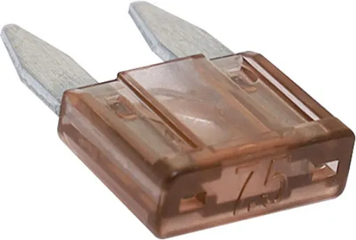 Purple. 3A.
Mini blade fuses as used in many modern automobiles.
Available in ratings from 3A to 30A.