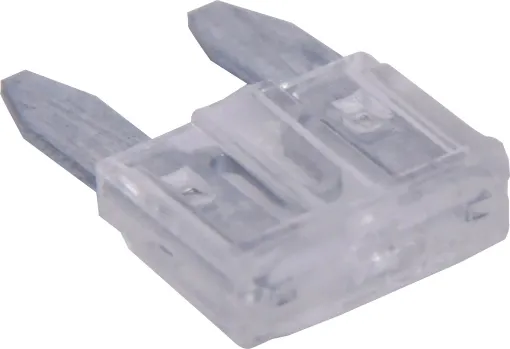 Clear. 25A.
Mini blade fuses as used in many modern automobiles.
Available in ratings from 3A to 30A.