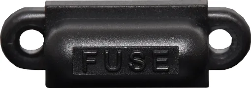 Panel mount automotive blade fuse holder to suit standard size blade fuses (18.7 x 19.1mm in size with 5mm blades.) 4.8mm spade lug connection.  Suits panel or chassis mount into enclosures or vehicle panels. 