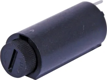 M205 10A Vertical PCB Mount Fuse Holder PCB mount with screw cover. 10 Amps at 250V AC. 1.3mm  PC pins at 10mm between centres.
