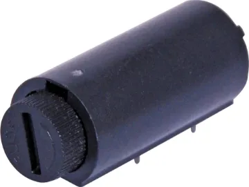M205 10A Horizontal PCB Mount Fuse Holder PCB mount with screw cover. 10 Amps at 250V AC. 1.3mm  PC pins at 10mm between centres.