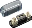 This high current fuse block uses ANL type fuses. 
Suits 4-2G cable. 
300A max. 
Gold plated connections. 
Size: 124 x 38.5 x 37 mm. 
Fuse not included.