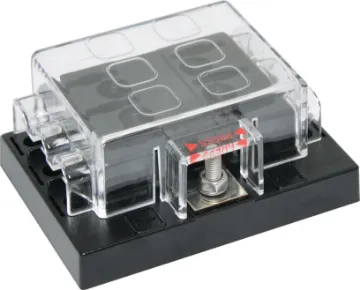 150A Chassis / Panel Mount Automotive Blade Fuse Block This high current fuse block uses standard automotive type blade fuses. It features a single screw terminal 150A input and 6 x spade terminal 25A outputs. 150A total (25A per fuse) Max.  Max Voltage 32VDC. Tin plated copper connections.  Size: 93Wx40Hx67mm