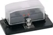 This panel / chassis mount fuse holder uses standard automotive blade fuses (18.7 x 19.1mm in size with 5mm blades). 150A screw terminal input and 6.3mm spade outputs (25A per circuit max). 32V DC max. Not suitable for use with S 5540 series resettable breakers. 

Size: 47W x 86L x 36Hmm