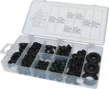 Rubber Cable Grommet 180pc Multi Pack Contains 8 popular sizes of rubber grommets for protecting wiring, sealing out moisture and dust.