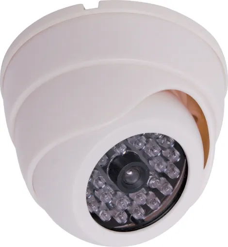 This dummy dome gives the impression that the surrounding area is under CCD surveillance. It looks the same as a fully functional dome camera. The perfect, cheap theft deterrent.
Dimensions: 95 x 60mm