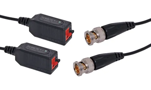 Allows the transmission of a signal from a camera for up to 300m over standard Cat 5e UTP cable. No power required. Video only transmission up to 1080p. Sold in a pair.