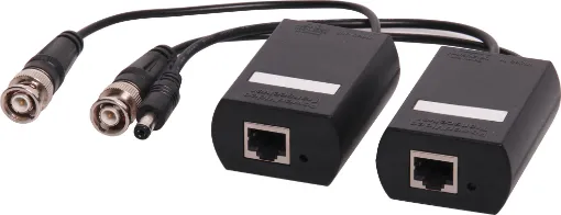 Transmits power and video signals down a single run of Cat5e cable (up to 300m long). The receiver module incorporates power conversion circuitry which converts the 24V AC/DC into regulated 12V DC suitable for cameras. 