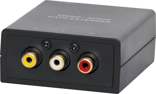 Allows the transmission of a signal from a camera for up to 600m (B+W) or 300m (colour) over standard cat 5 UTP cable. Two units are required to form a link. No power required. Supplied with a single BNC connector for video (RCA - BNC adaptor included) and RCAs for audio. Sold individually.