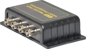 4 Way Video Sender This 4 way video sender transmits video signals over long distances. It replaces the  need to use expensive coaxial cable by using one Cat 5 UTP cable instead of 4 individual coaxial cables. It can transmit four channels of video up to 600m (B+W) or 300m