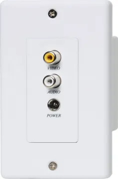 Wallplate Power / Audio / Video over UTP Cat5 Pair Allows long distance transmission of power, mono audio and AHD 1080p video signals for use in CCTV installations. Connection via RJ45. 
No power required to operate.