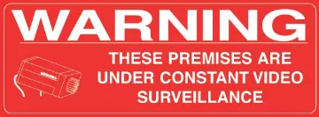 400x150mm CCTV Surveillance Sticker Sticks to the outside of the window. Excellent deterrent. 400mm x 150mm size self adhesive sticker. Now required by law in some states.